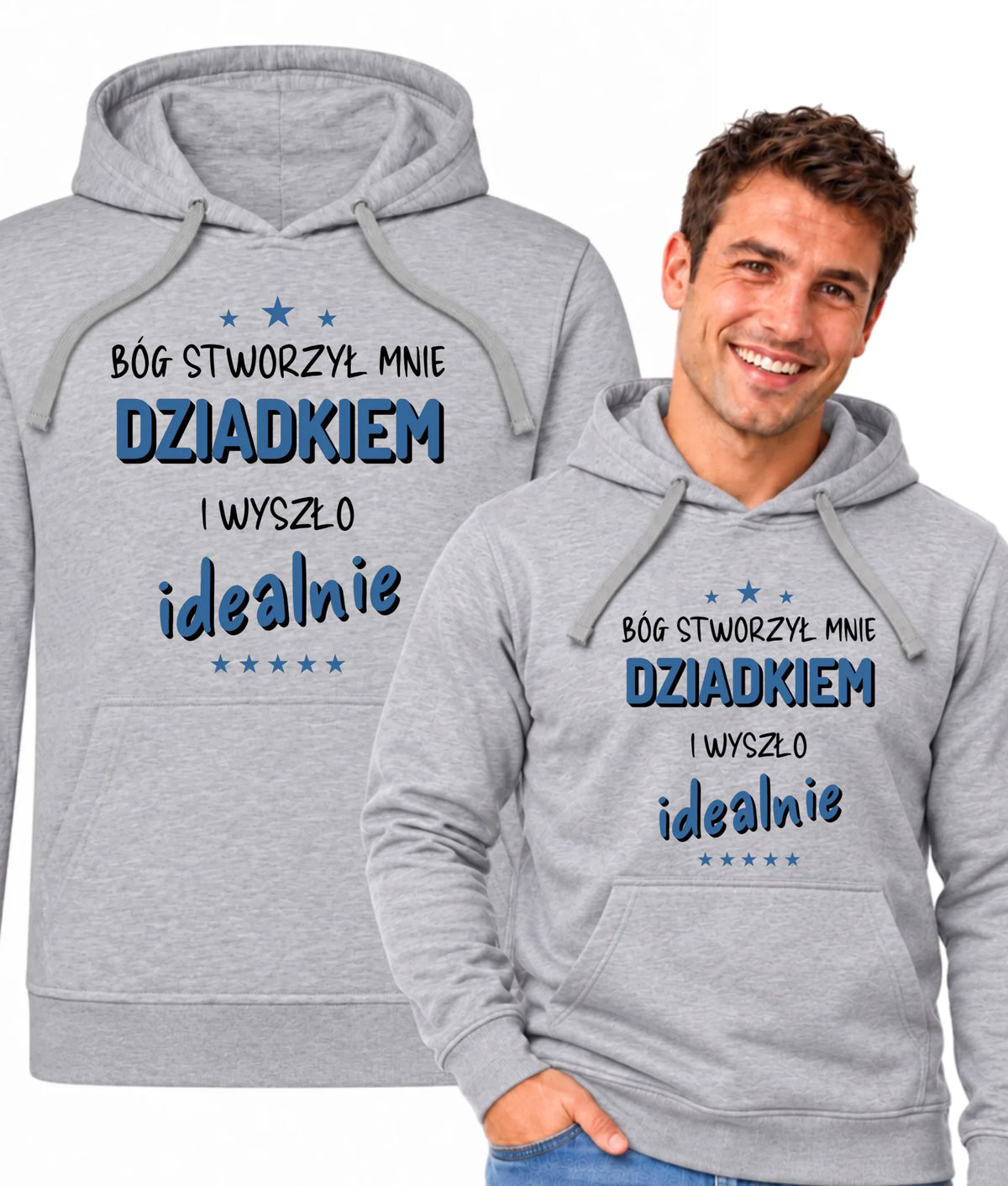 Bluza z kapturem dla dziadka - Bóg stworzył mnie dziadkiem i wyszło idealnie D08