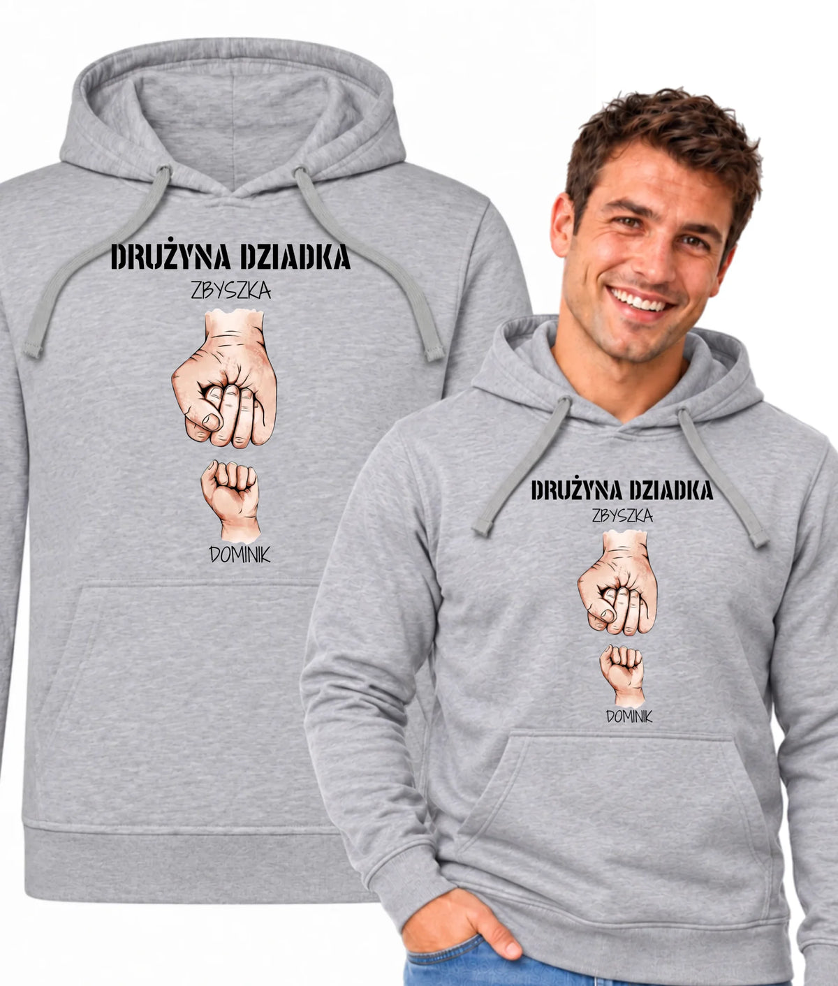 Bluza z kapturem dla dziadka - Drużyna dziadka 1-6 imion wnuków - personalizowana D07
