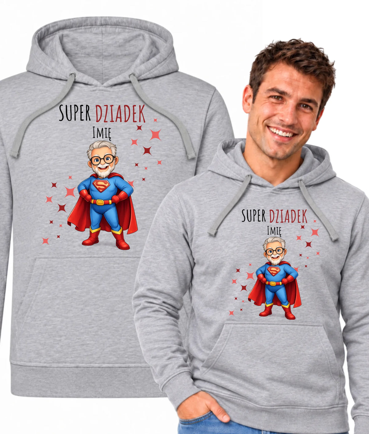Bluza z kapturem dla dziadka - Super Dziadek - personalizowana D02