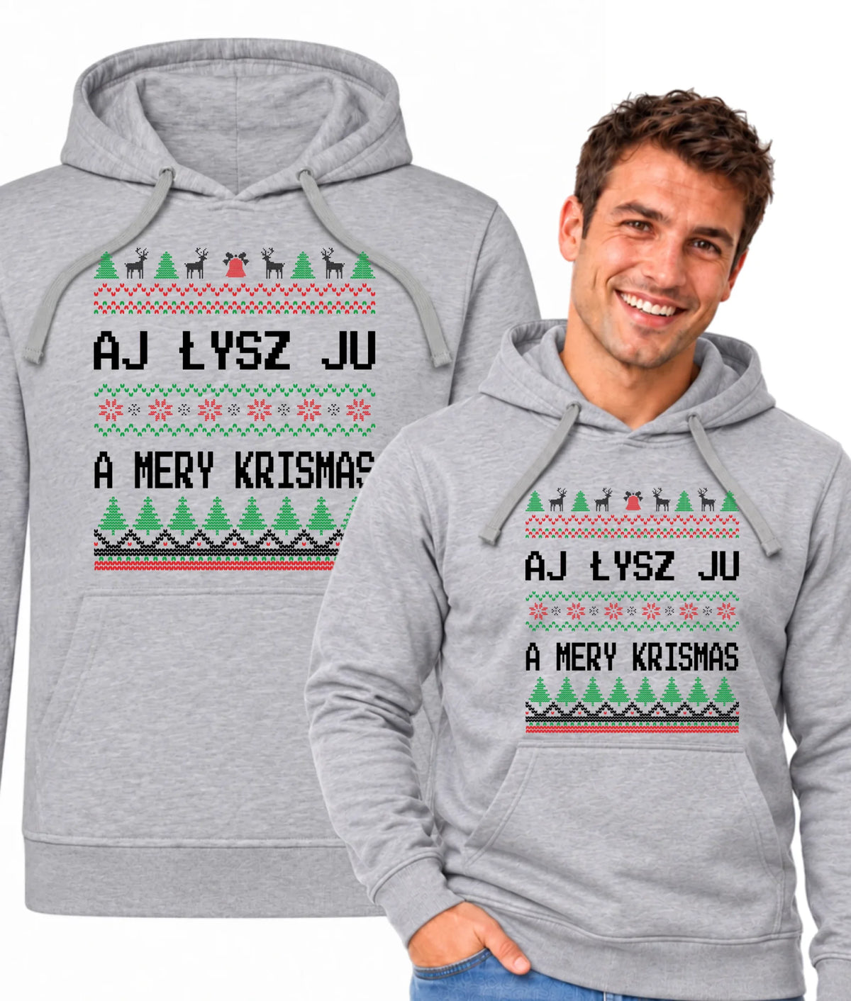 Bluza męska z kapturem świąteczna - Aj łysz ju a mery krismas BN12