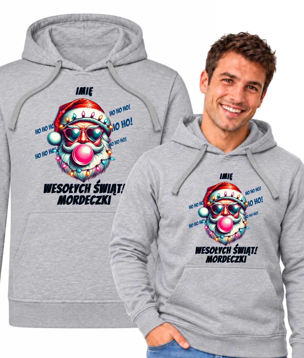 Bluza męska z kapturem świąteczna - Mikołaj Wesołych Świąt Mordeczki - personalizowana BN17