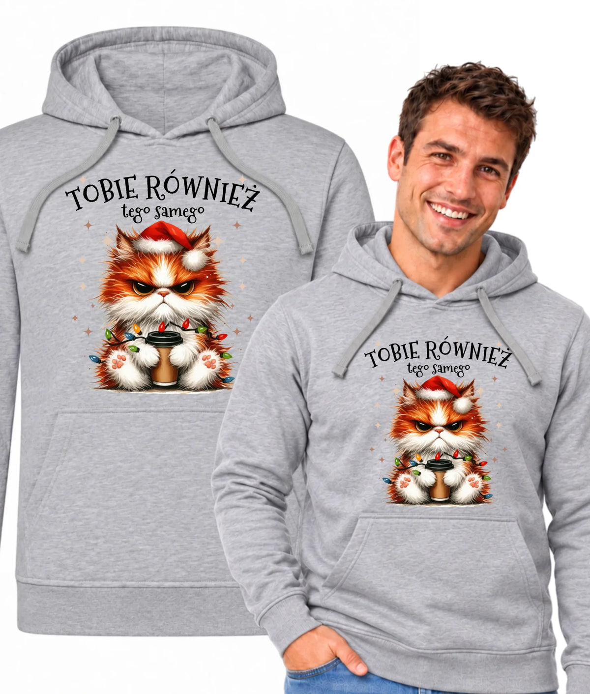 Bluza męska z kapturem świąteczna - Grumpy Cat Tobie również tego samego BN32