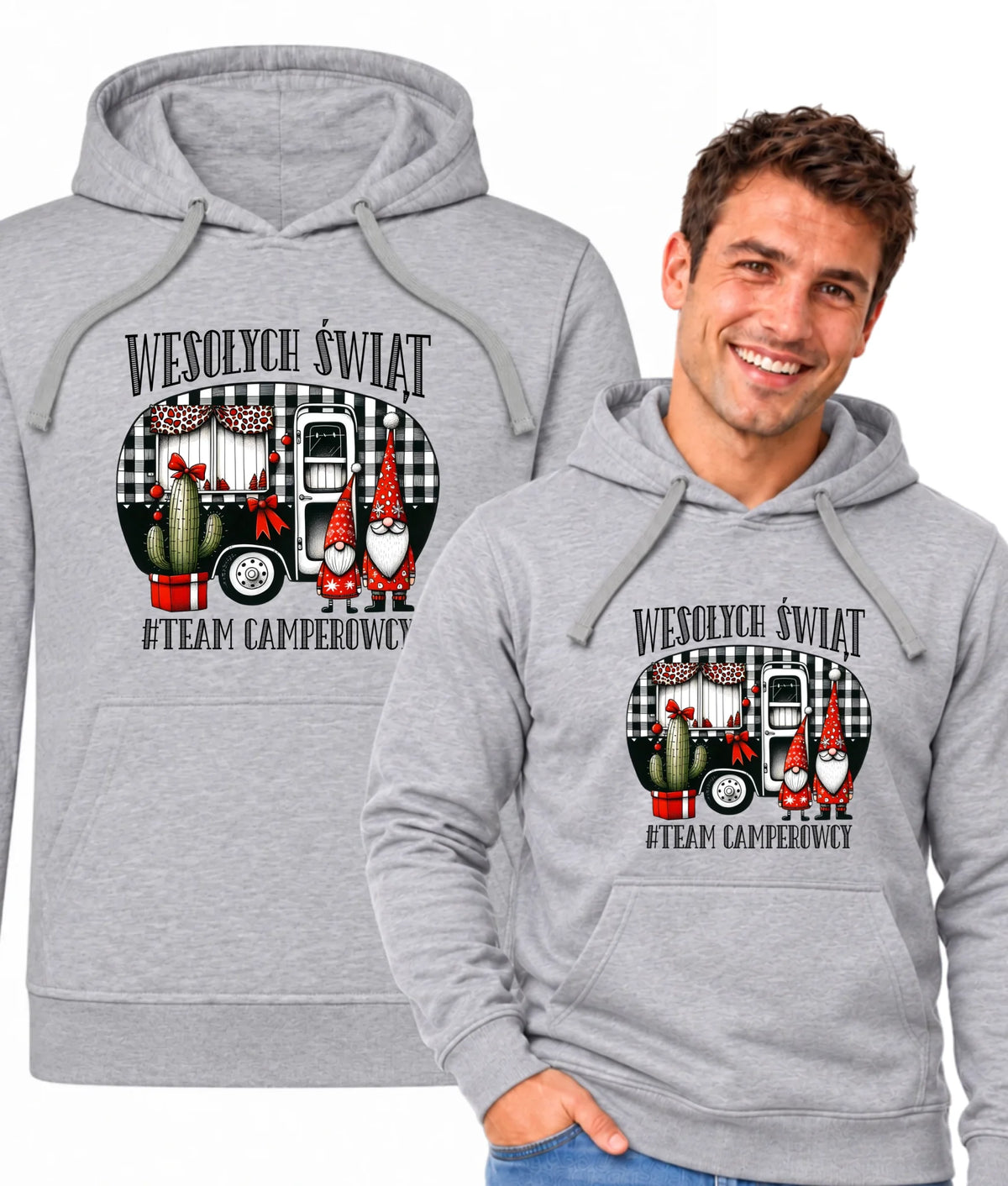 Bluza męska z kapturem świąteczna - Wesołych Świąt Team Camperowcy BN44
