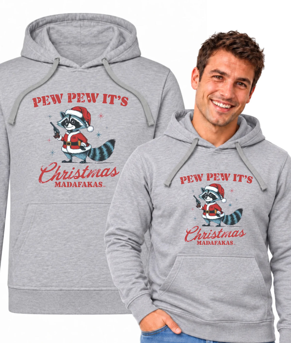 Bluza męska z kapturem świąteczna - Pew pew it's Christmas BN60