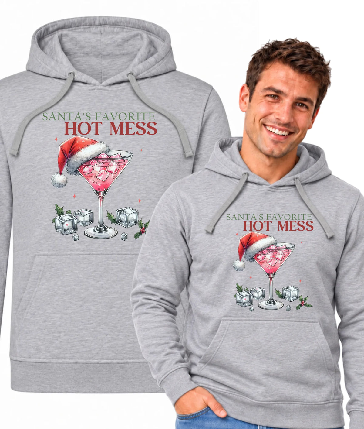 Bluza męska z kapturem świąteczna - Santa's favorite hot mess BN75