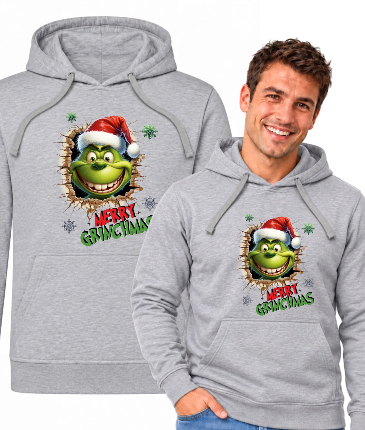 Bluza męska z kapturem świąteczna - Grinch - Merry Grinchmas BN113