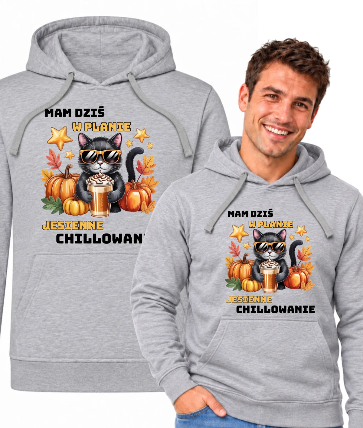 Bluza męska z kapturem jesienna - Mam dziś w planie jesienne chillowanie JS34