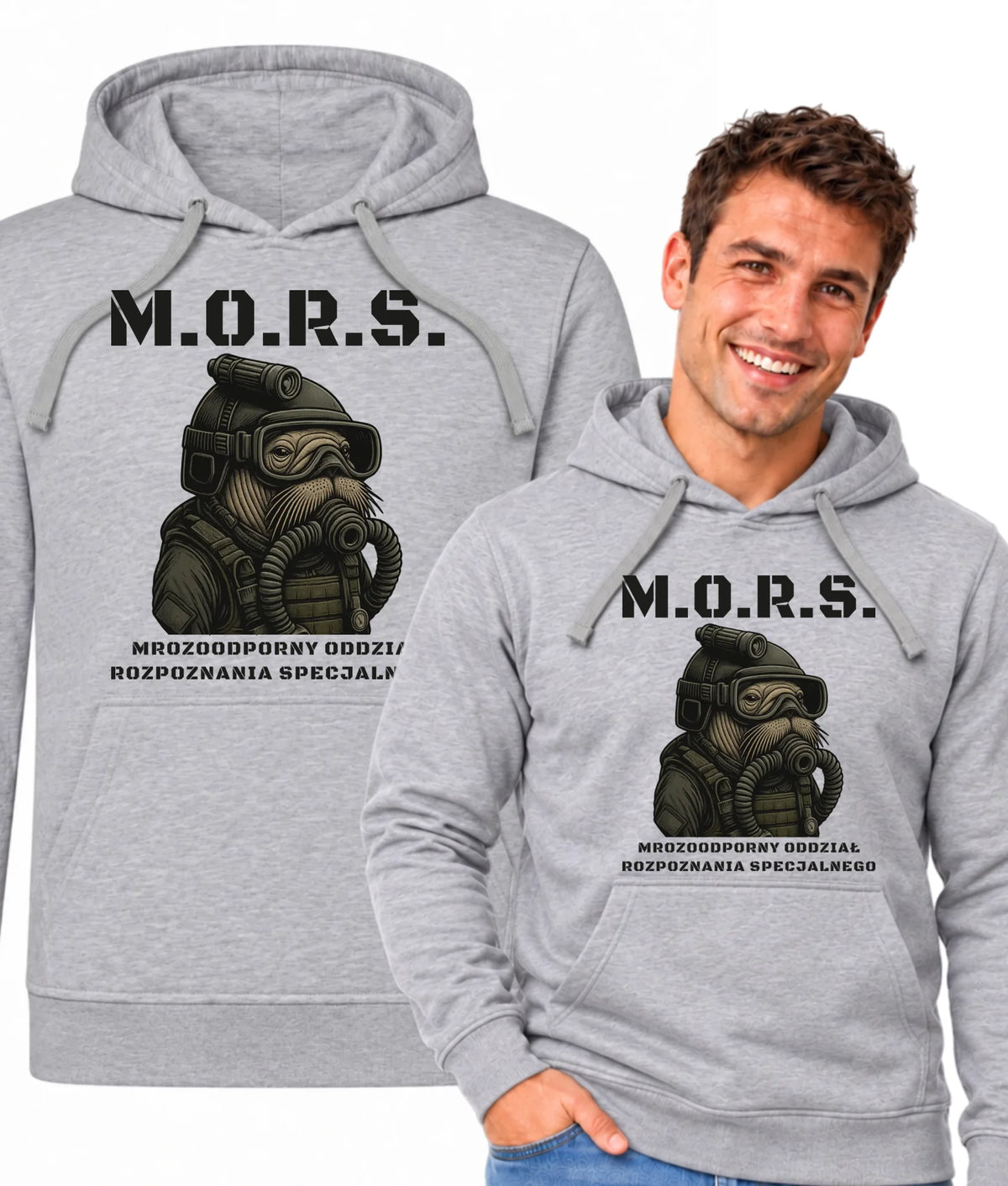 Bluza męska z kapturem - prezent dla morsa - M.O.R.S. Mrozoodporny Oddział Rozpoznania Specjalnego HM20