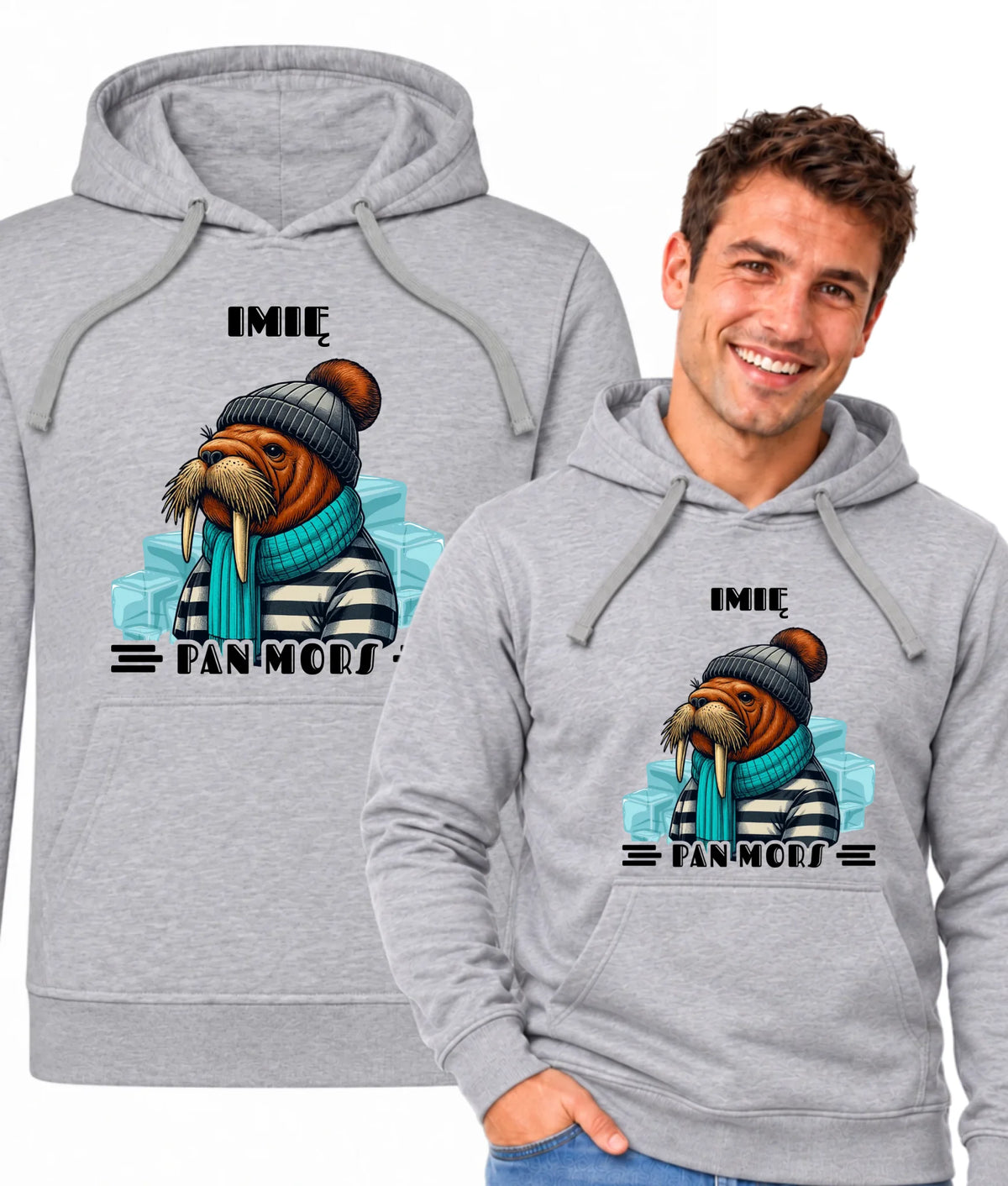 Bluza męska z kapturem - prezent dla morsa - Pan Mors - personalizowana HM15