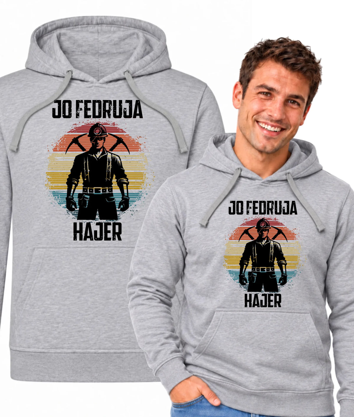 Bluza męska z kapturem dla górnika - Jo fedruja Hajer