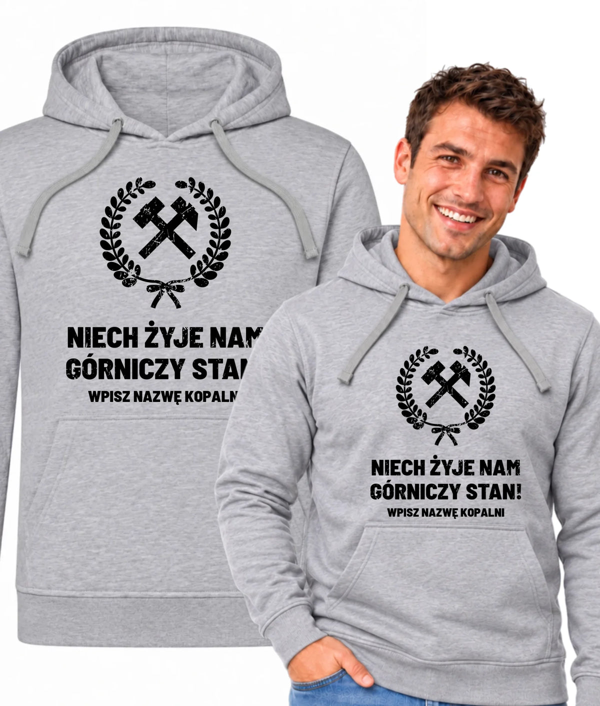 Bluza męska z kapturem i nazwą kopalni dla górnika - Niech żyje nam górniczy stan