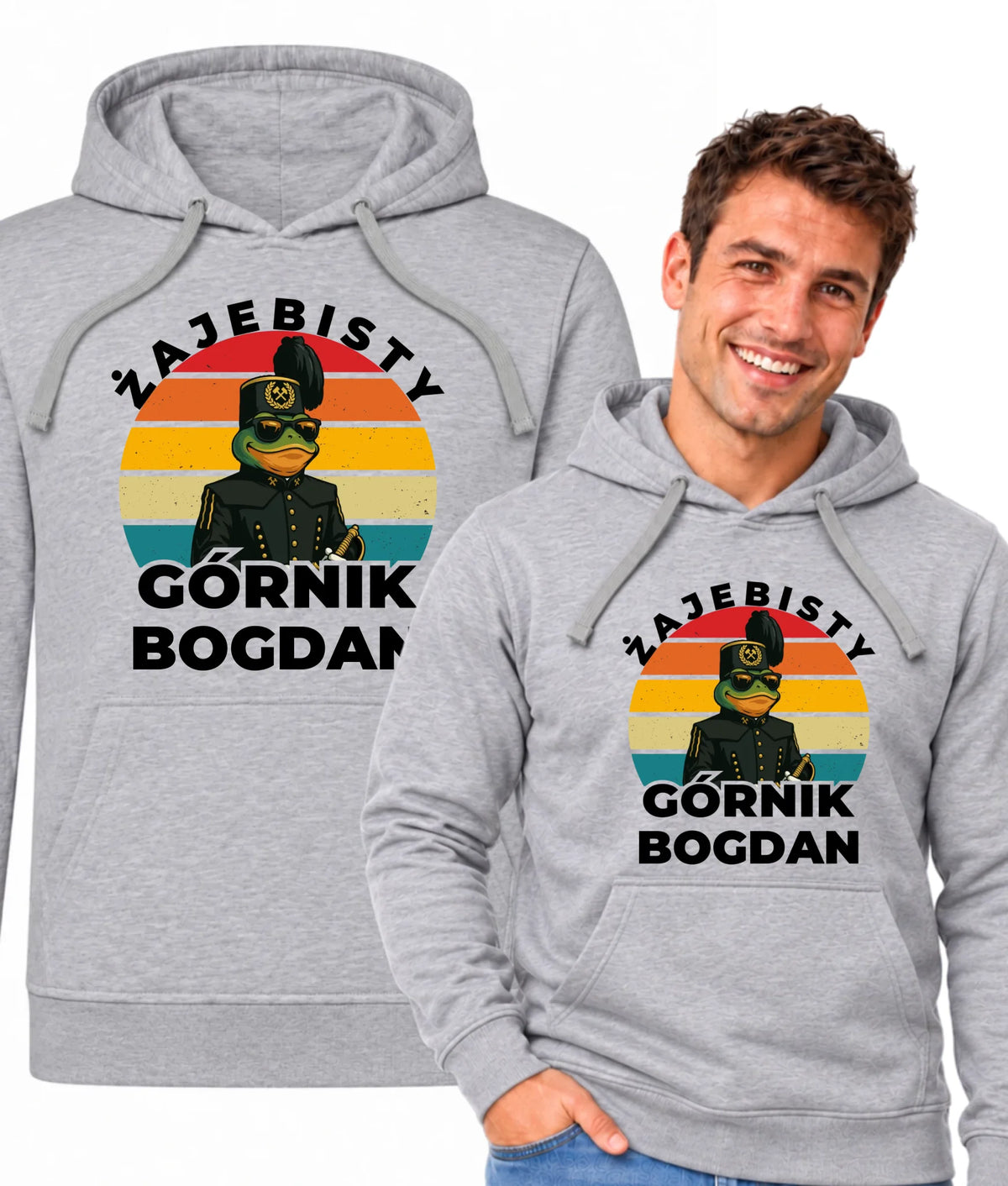 Bluza męska z kapturem i imieniem dla górnika - Żajebisty Górnik