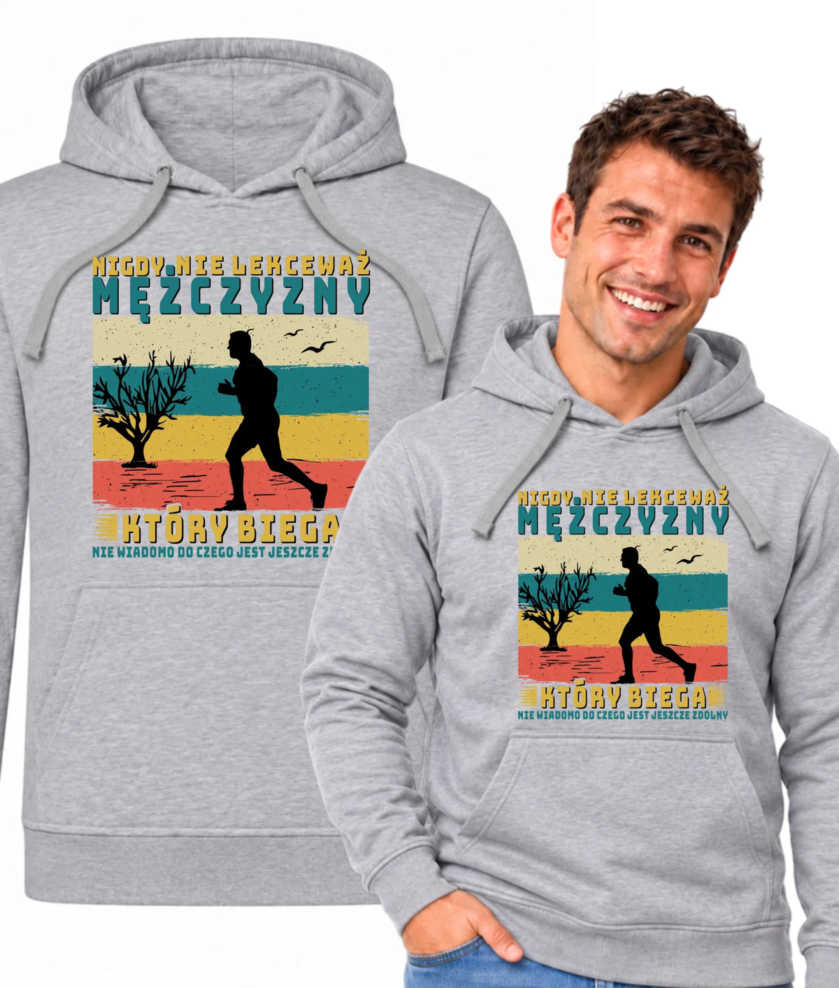 Bluza męska z kapturem dla biegacza - Nigdy nie lekceważ HB03