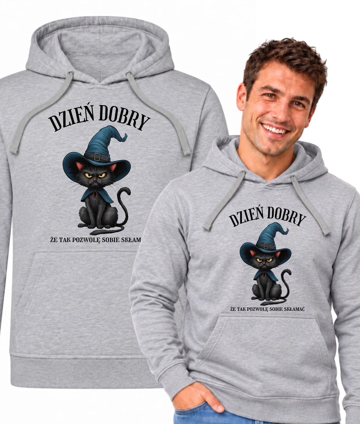 Bluza męska z kapturem halloweenowa - Dzień dobry, że tak pozwolę sobie skłamać HL27