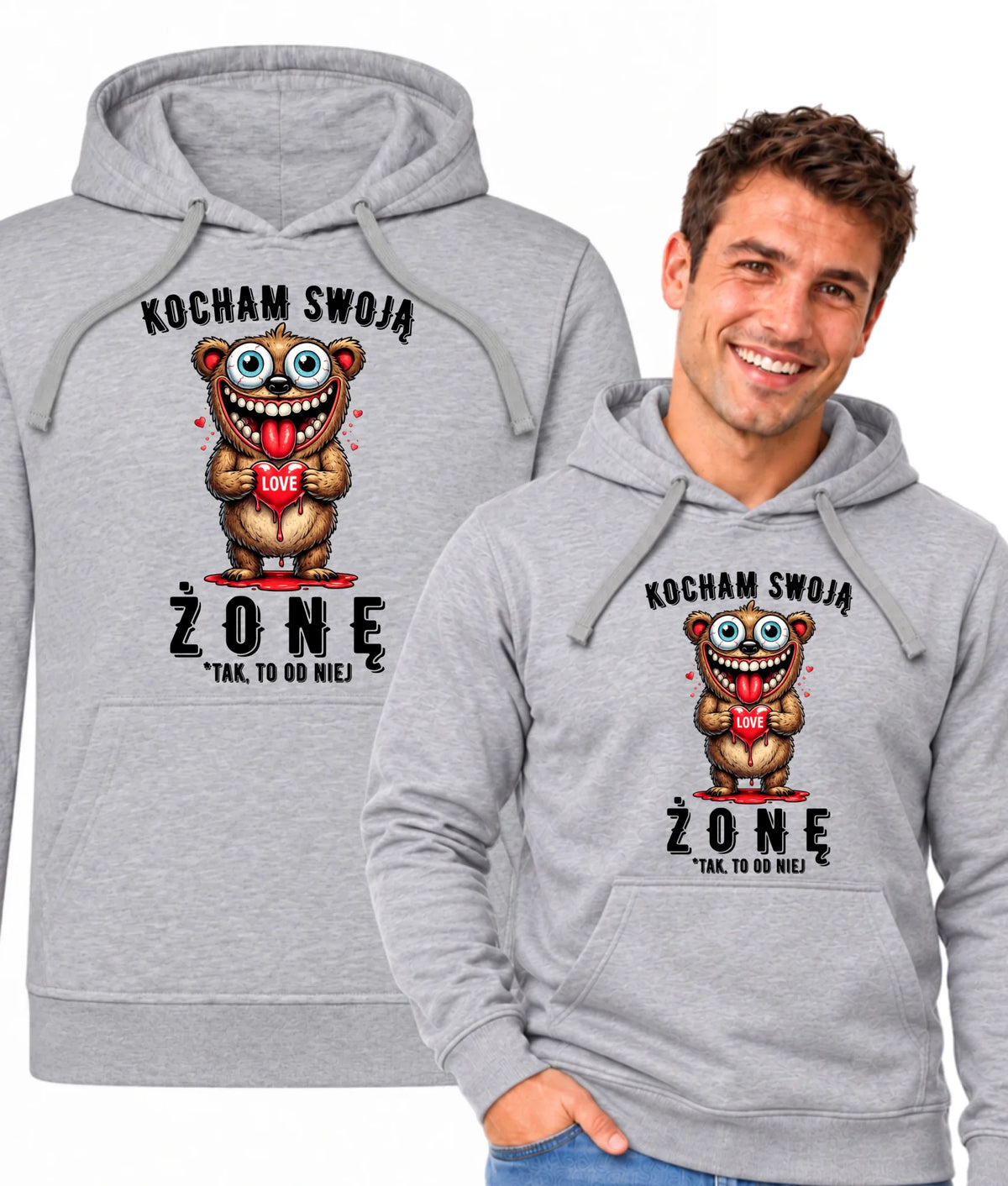 Bluza męska z kapturem dla męża - Kocham swoją żonę W23