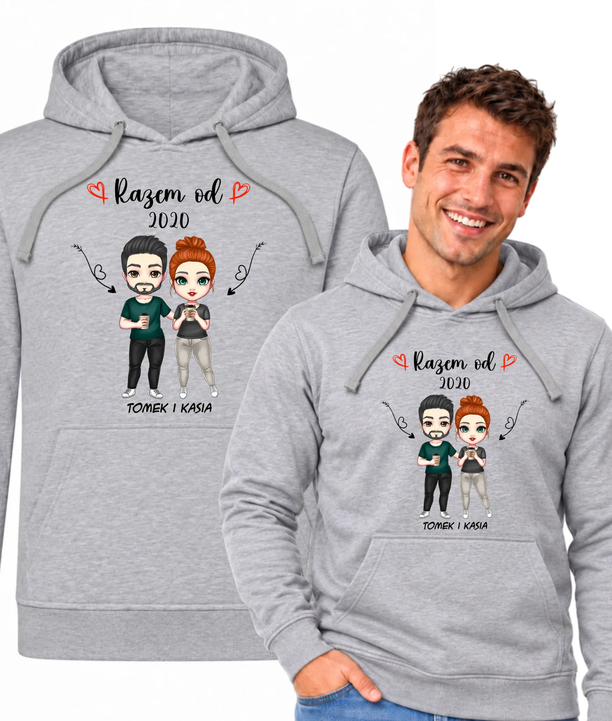 Bluza męska z kapturem - Para razem od - personalizowana W01