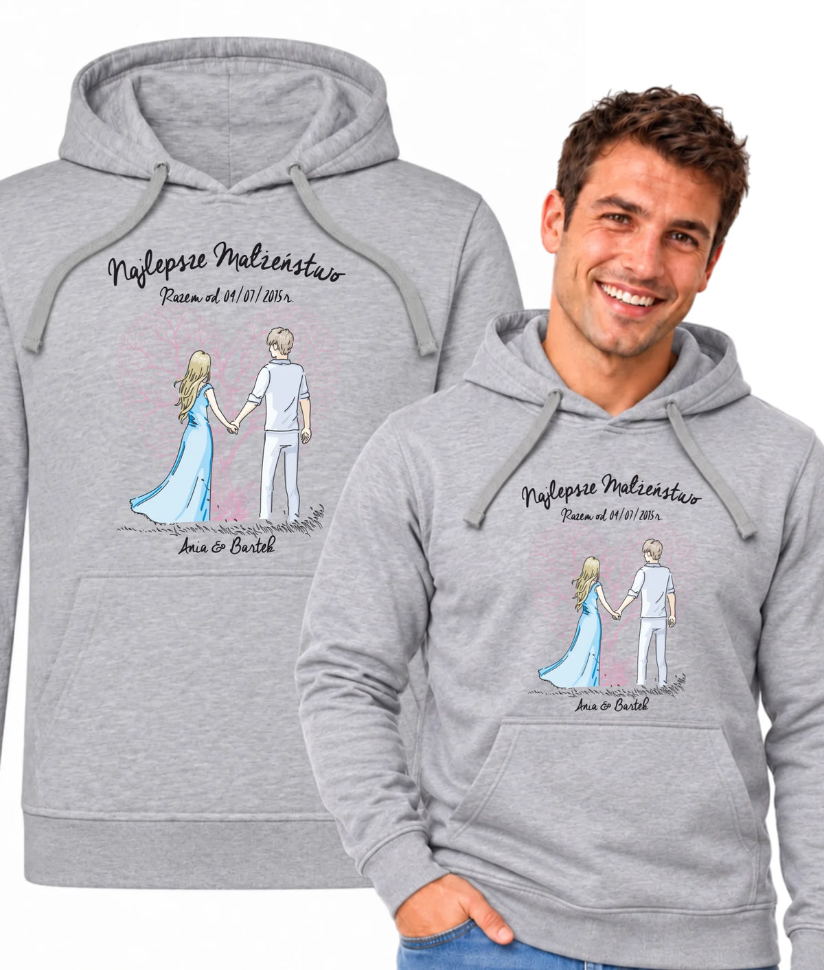 Bluza męska z kapturem dla męża - Najlepsze małżeństwo - personalizowana W03