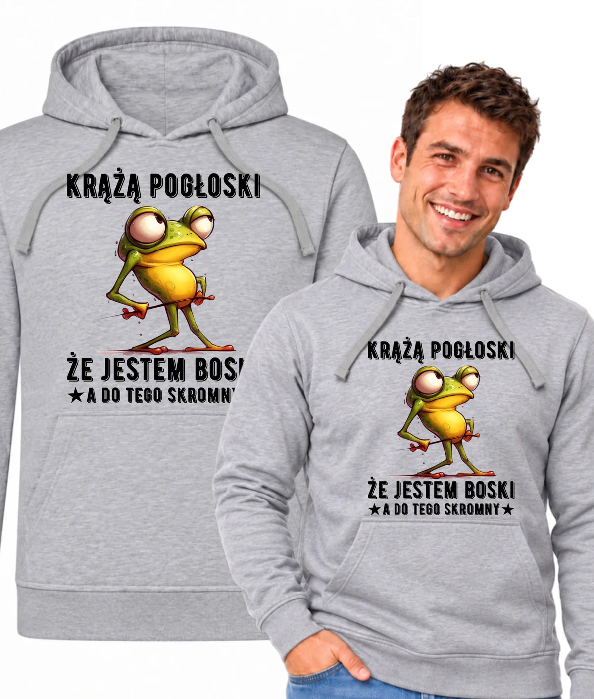 Bluza męska z kapturem - prezent dla chłopaka - Jestem boski DCH15
