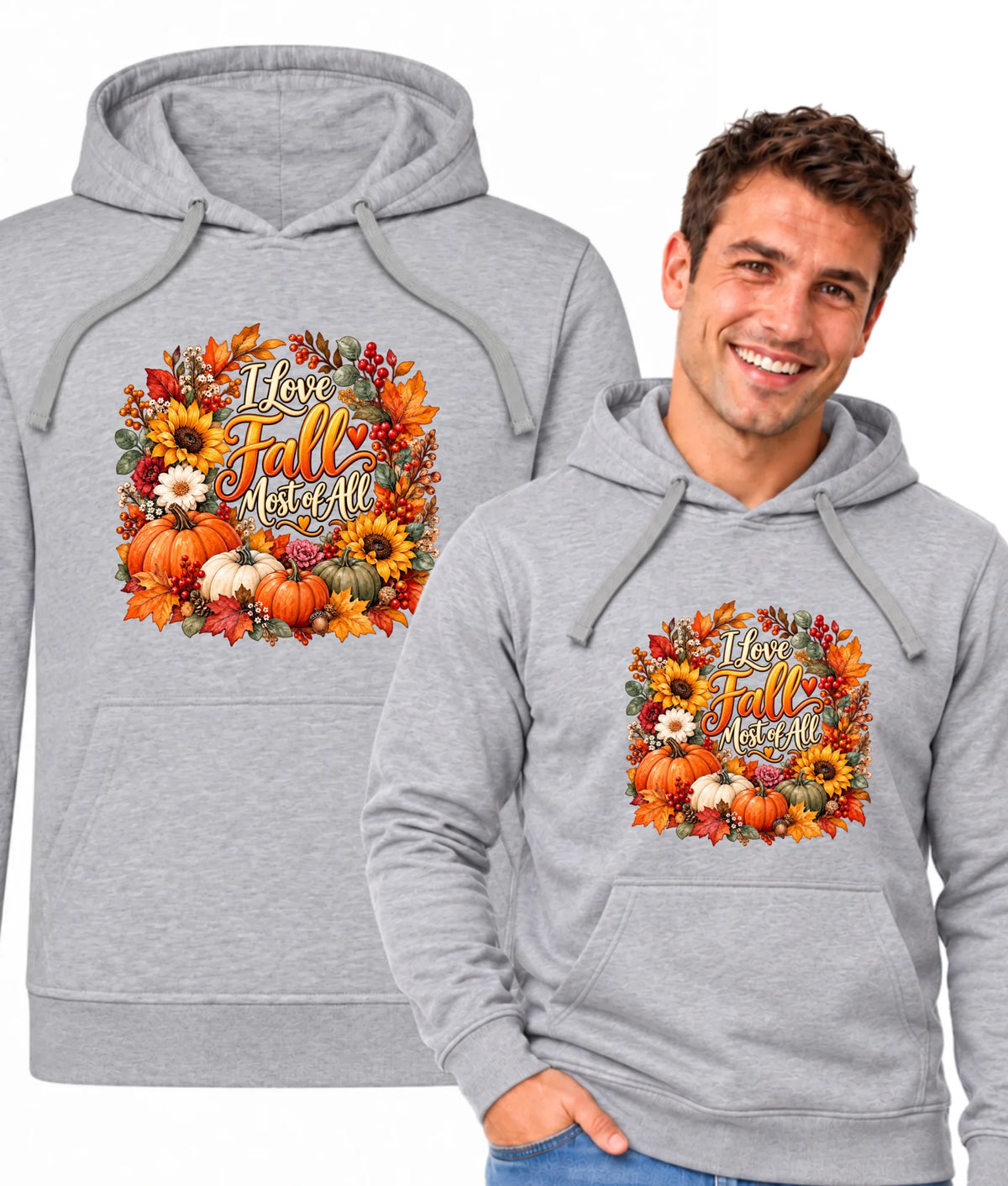 Bluza męska z kapturem jesienna - I Love Fall Most of All