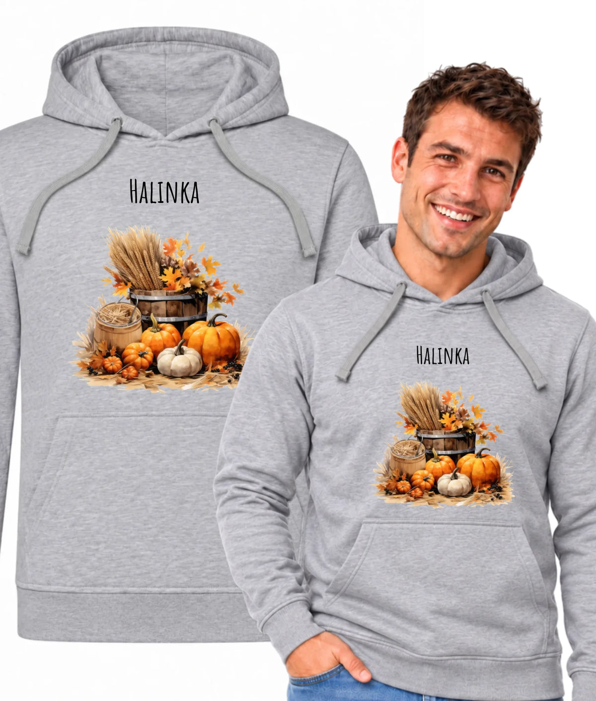 Bluza męska z kapturem jesienna z imieniem - Harvest Vibes