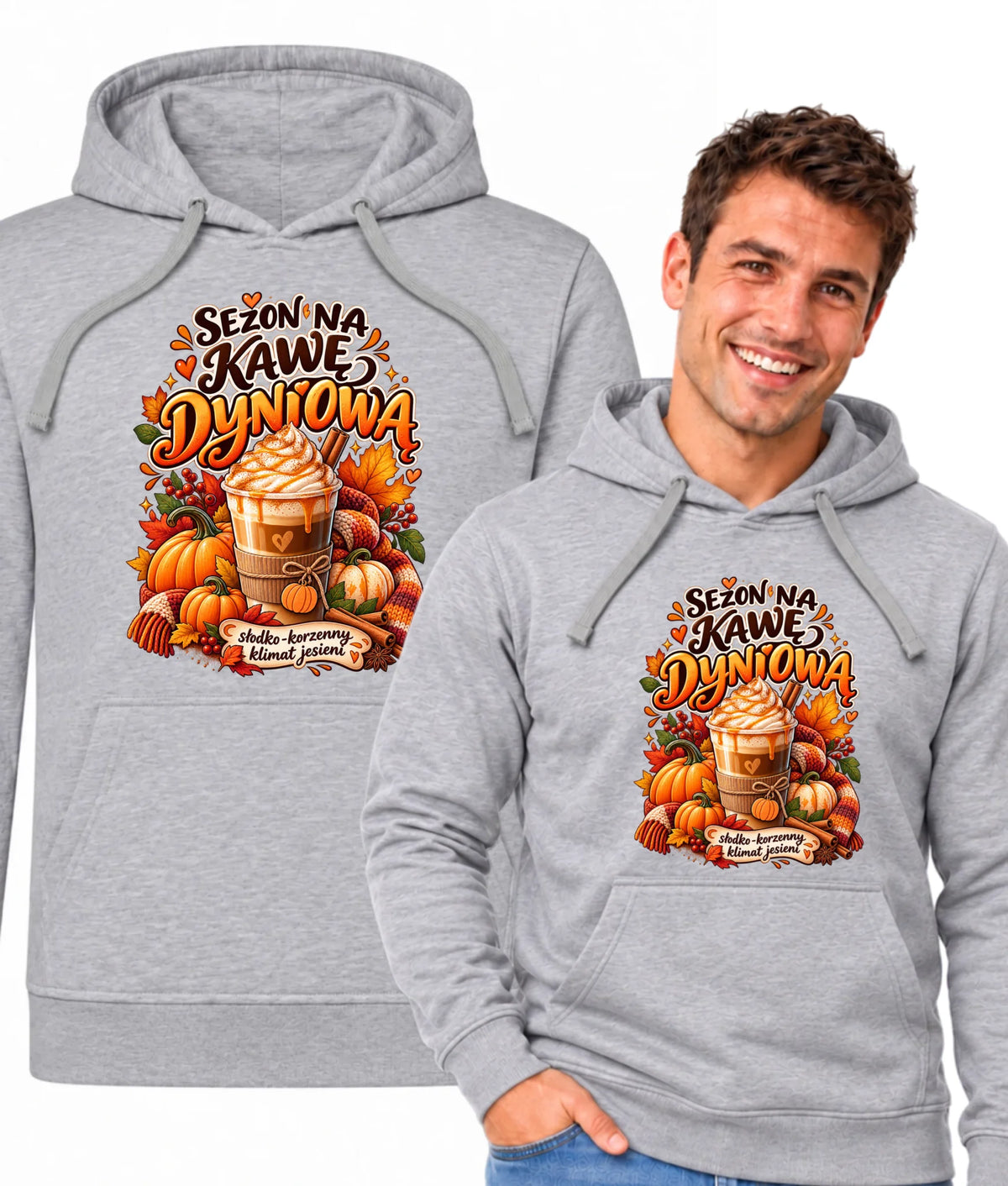 Bluza męska z kapturem jesienna - Sezon na kawę dyniową