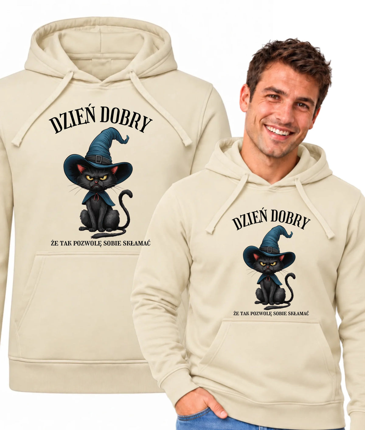 Bluza męska z kapturem halloweenowa - Dzień dobry, że tak pozwolę sobie skłamać HL27