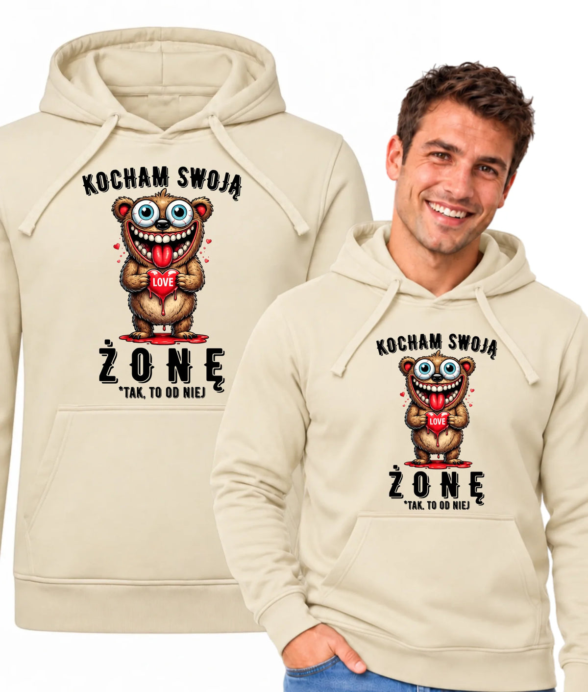 Bluza męska z kapturem dla męża - Kocham swoją żonę W23