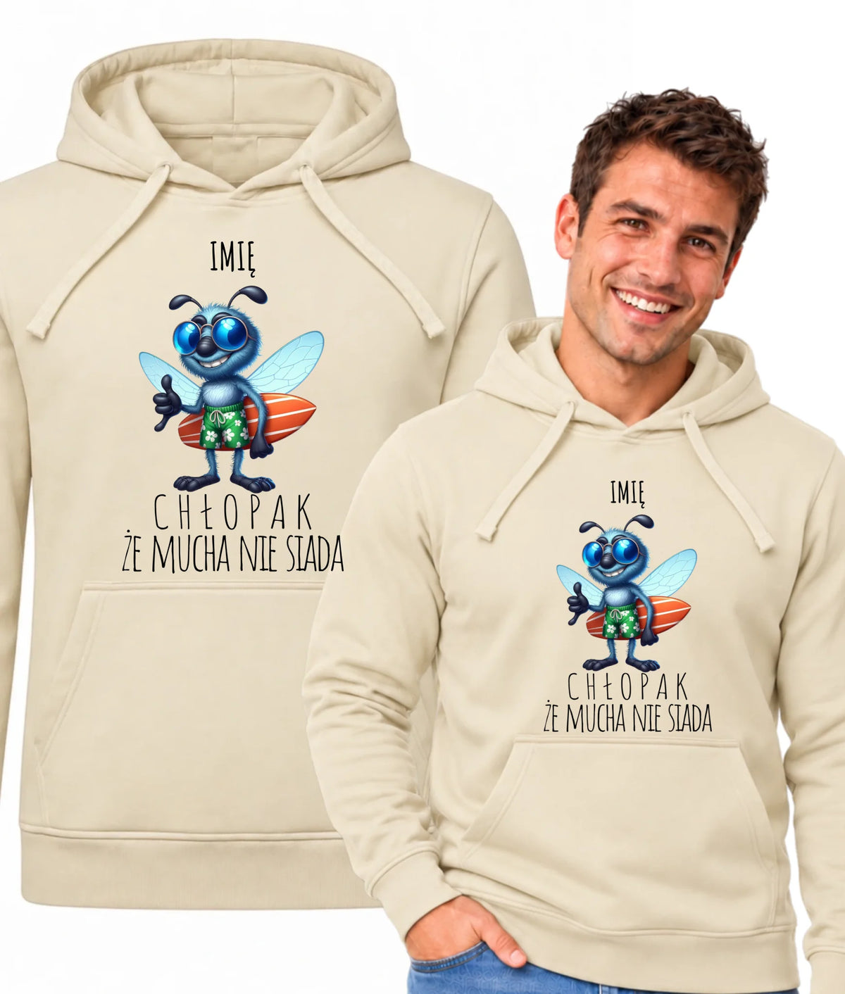 Bluza męska z kapturem - prezent dla chłopaka - Chłopak, że mucha nie siada essa - personalizowana DCH29