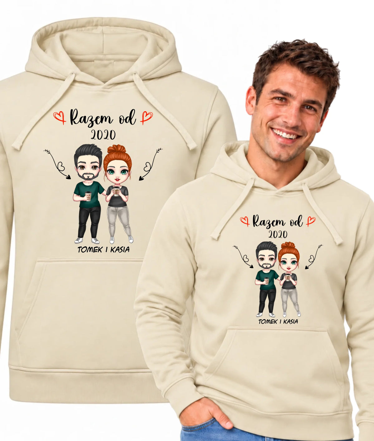 Bluza męska z kapturem - Para razem od - personalizowana W01