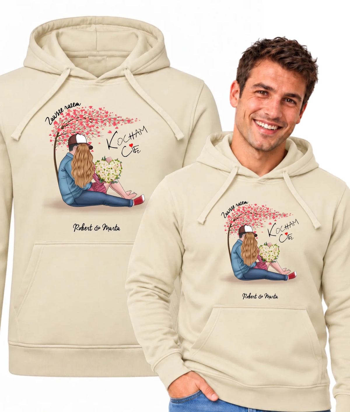 Bluza męska z kapturem dla par - prezent dla chłopaka narzeczonego męża - Zawsze razem - personalizowana W04