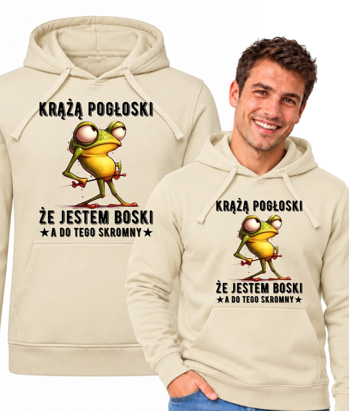 Bluza męska z kapturem - prezent dla chłopaka - Jestem boski DCH15