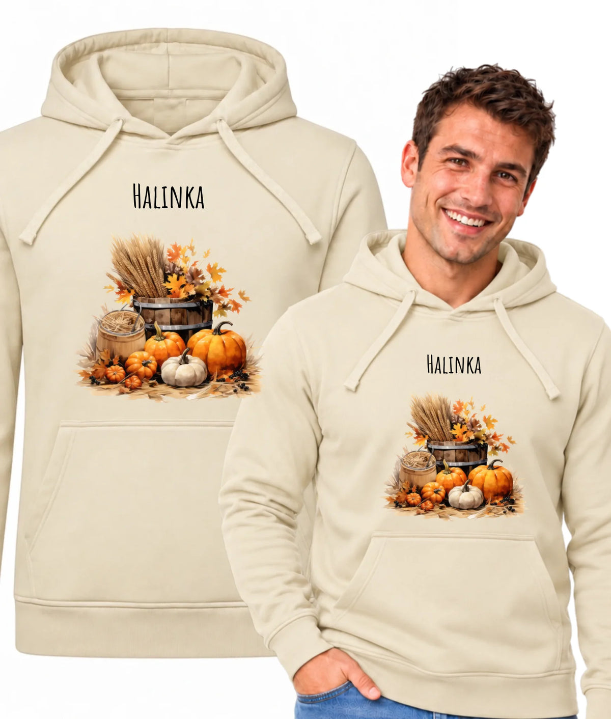 Bluza męska z kapturem jesienna z imieniem - Harvest Vibes