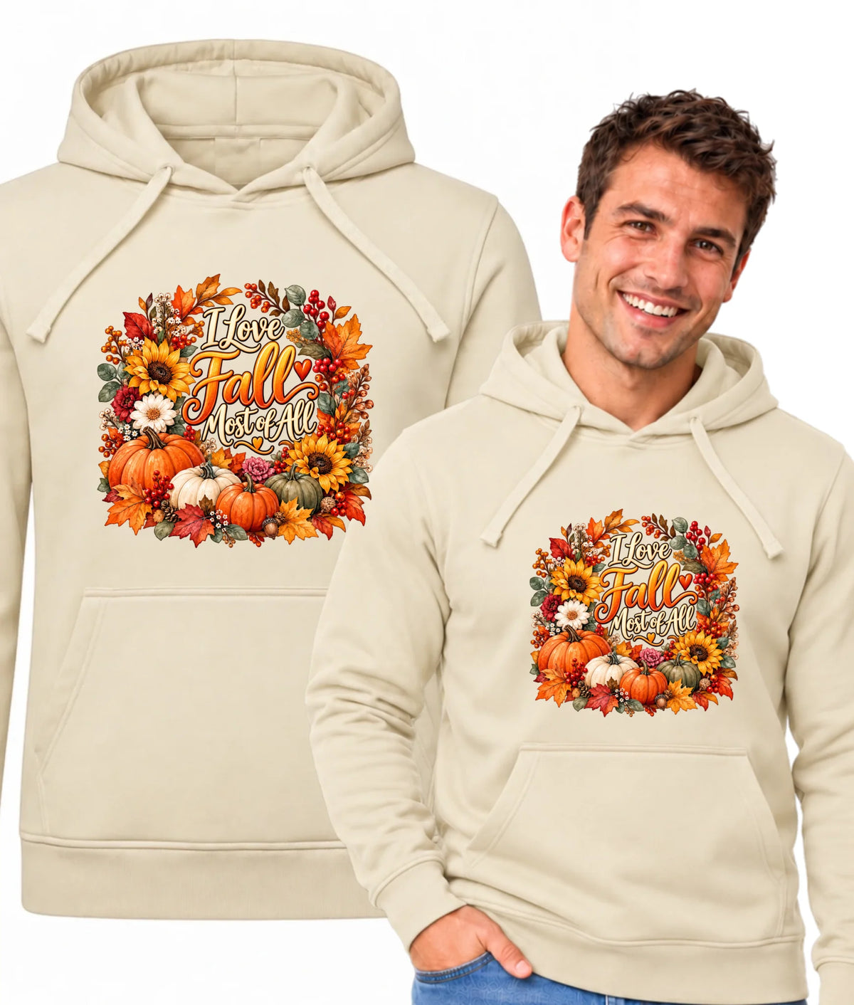 Bluza męska z kapturem jesienna - I Love Fall Most of All