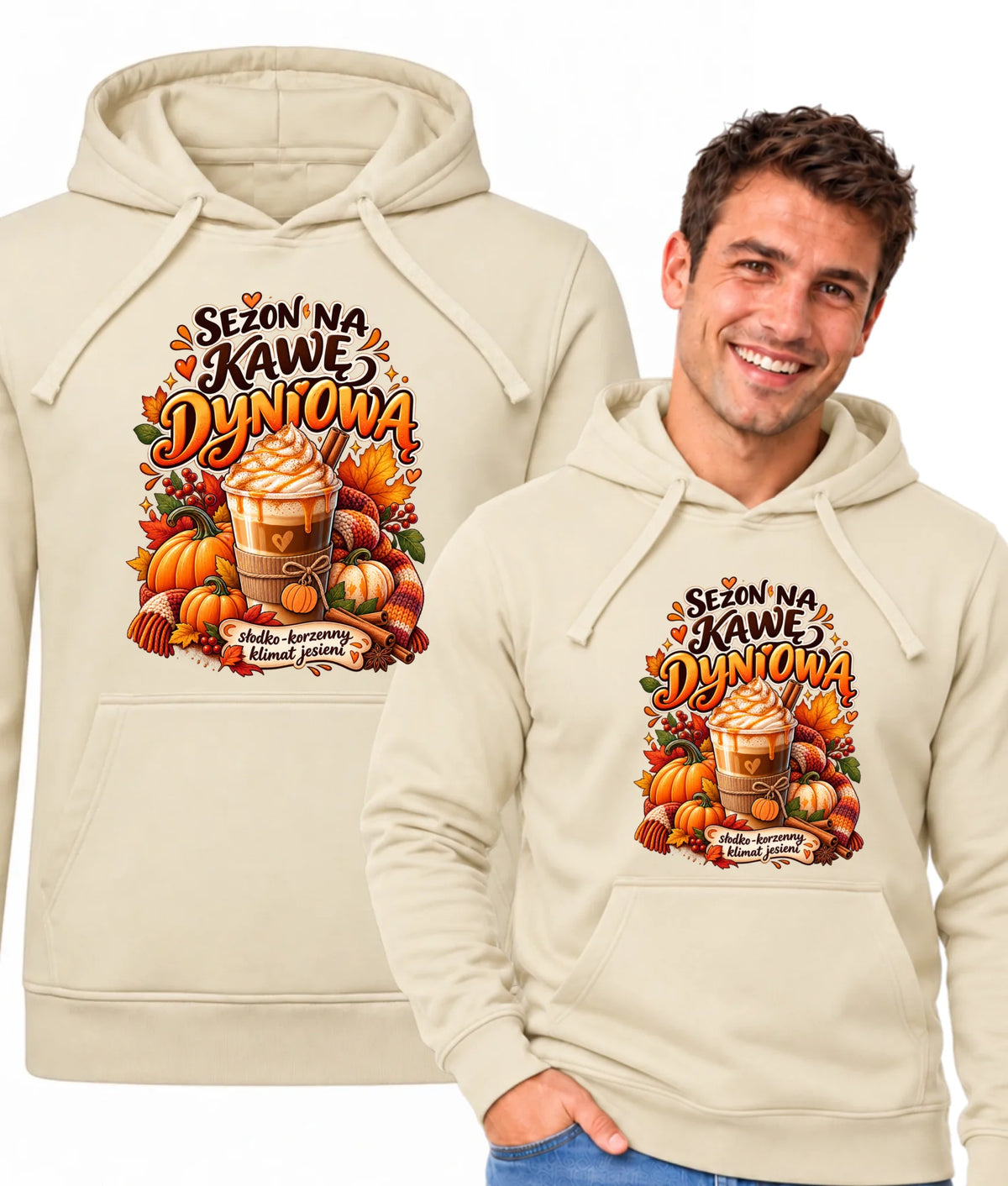 Bluza męska z kapturem jesienna - Sezon na kawę dyniową