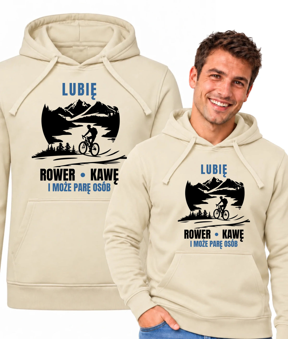 Bluza męska z kapturem - Lubię rower kawę i może parę osób HR05