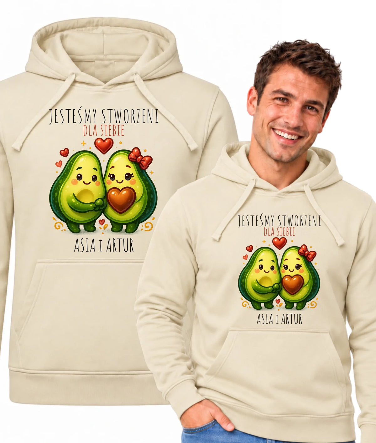 Bluza męska z kapturem - Awokado Stworzeni dla siebie - personalizowana W91
