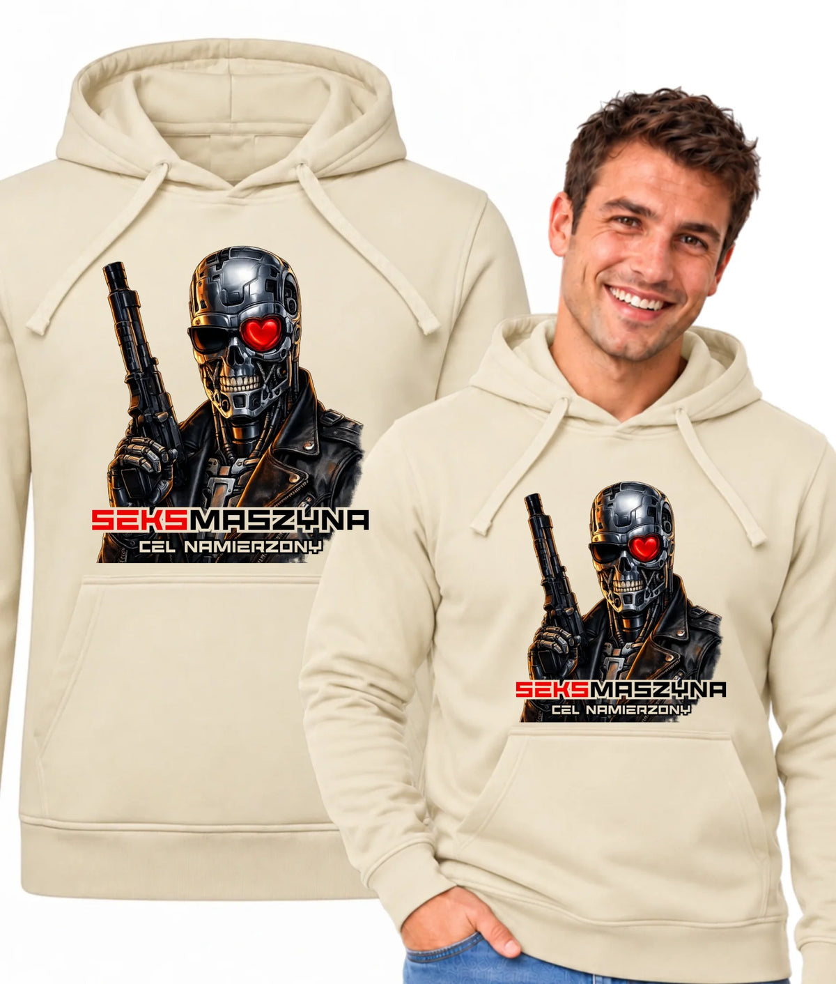 Bluza męska z kapturem dla faceta - Cyborg z sercem Seks maszyna DCH32