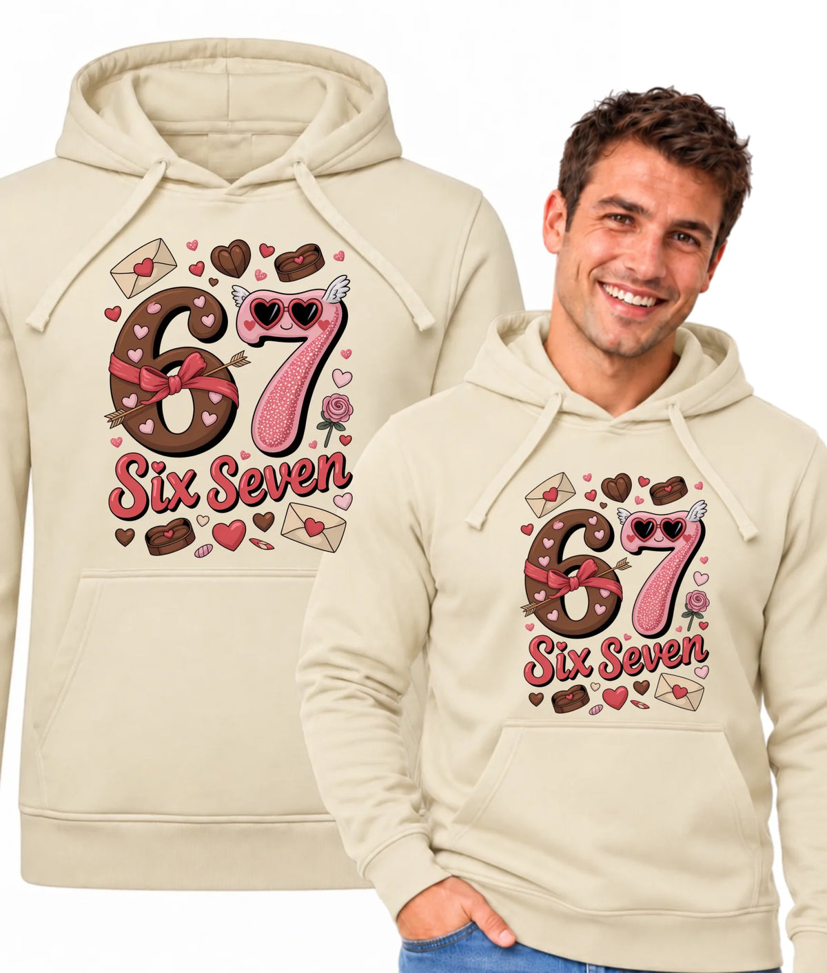 Bluza męska z kapturem - Miłość Six Seven 67 W72
