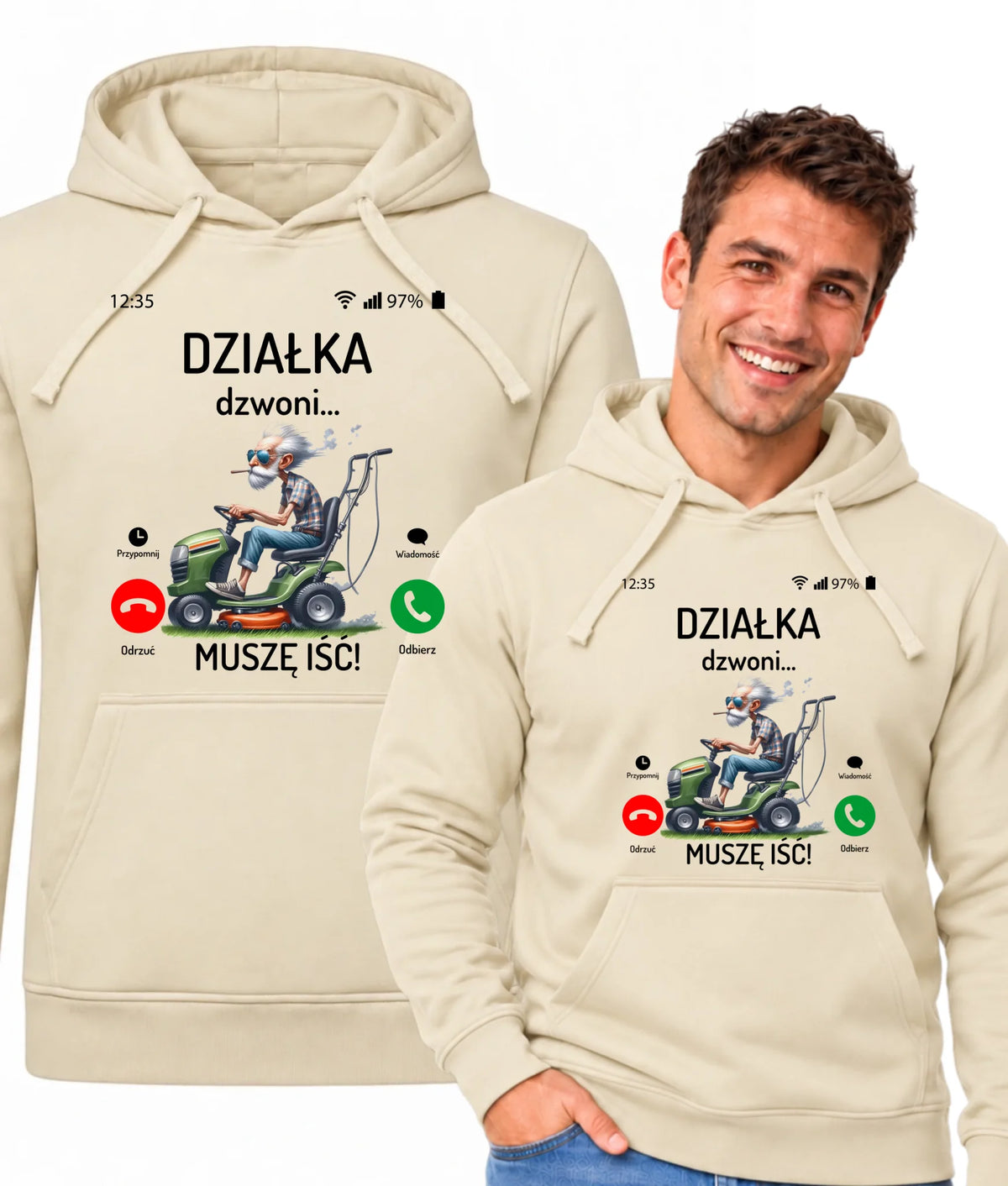 Bluza z kapturem dla dziadka - Działka dzwoni muszę iść D35