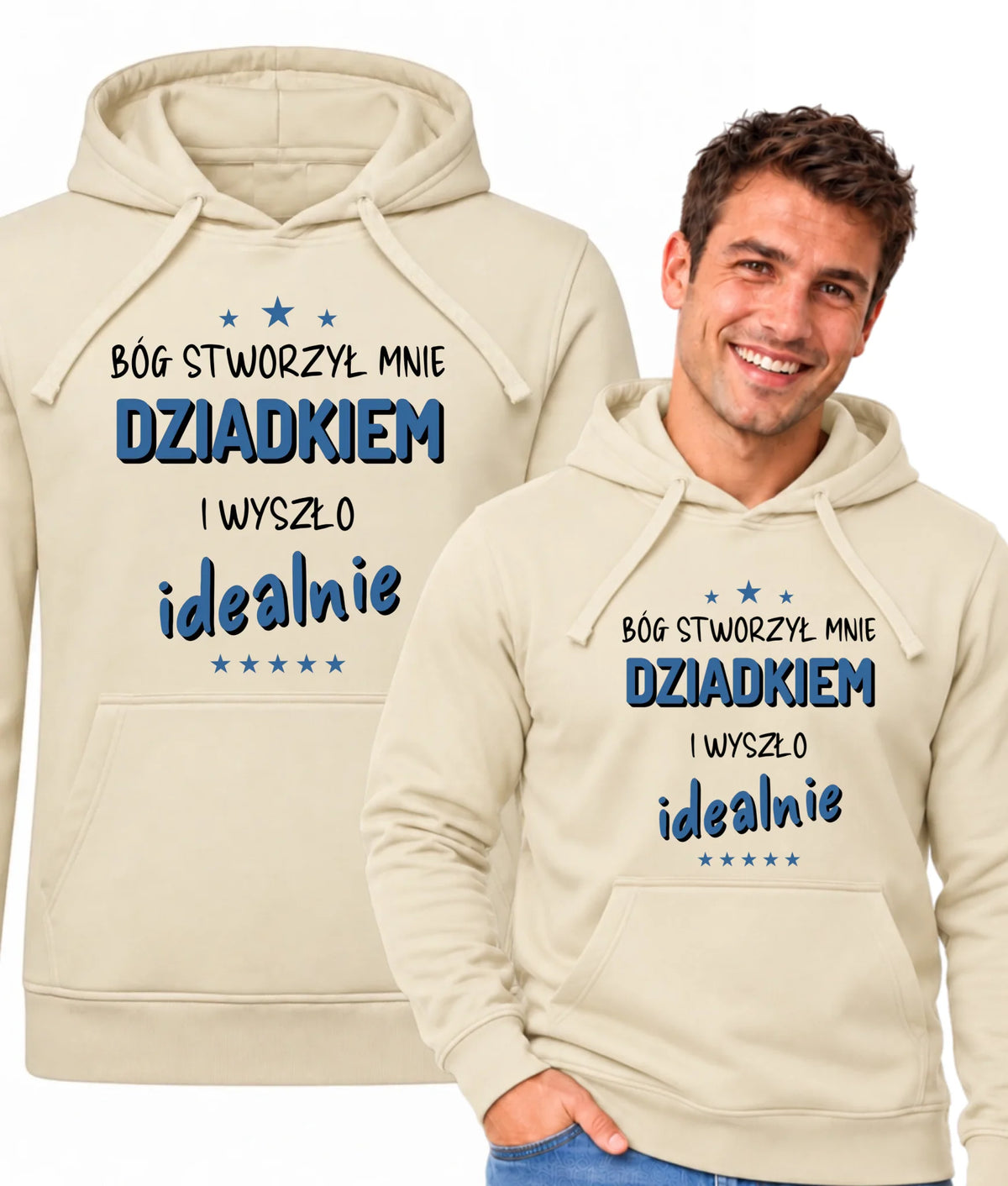 Bluza z kapturem dla dziadka - Bóg stworzył mnie dziadkiem i wyszło idealnie D08