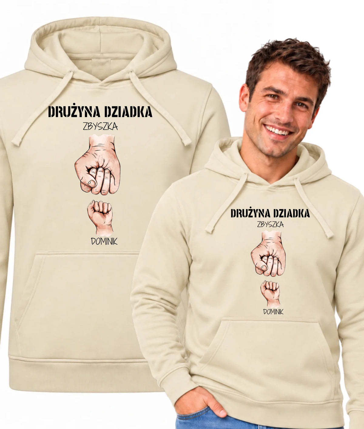 Bluza z kapturem dla dziadka - Drużyna dziadka 1-6 imion wnuków - personalizowana D07