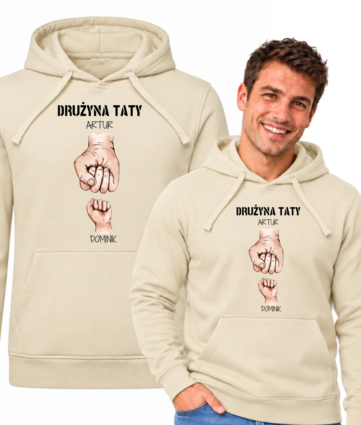 Bluza z kapturem dla taty - Drużyna taty 1-6 imion dzieci - personalizowana DT01