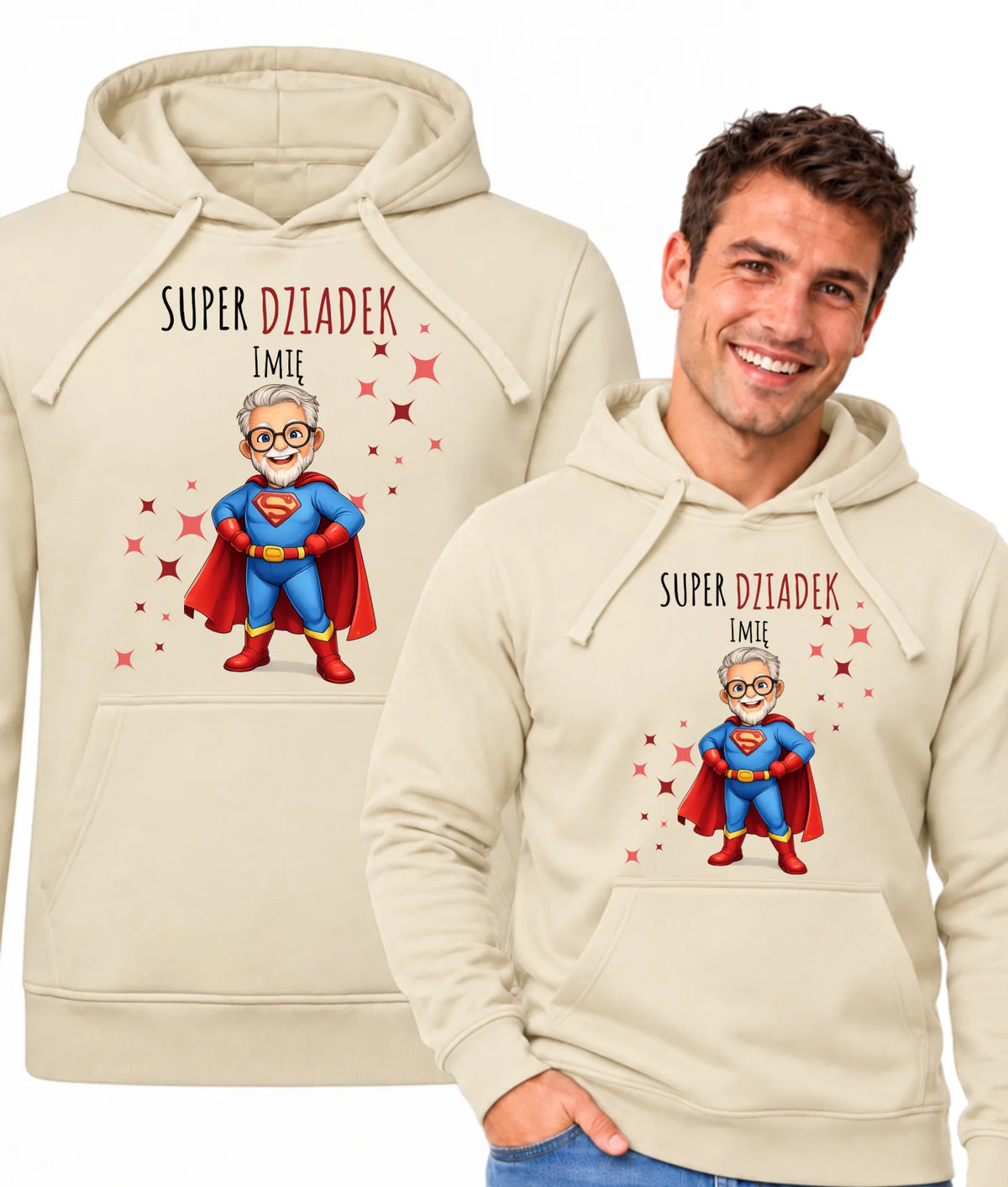 Bluza z kapturem dla dziadka - Super Dziadek - personalizowana D02
