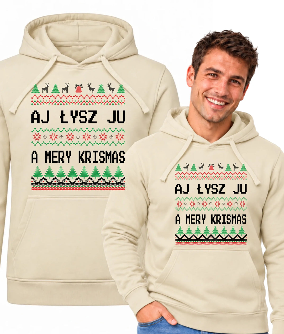 Bluza męska z kapturem świąteczna - Aj łysz ju a mery krismas BN12