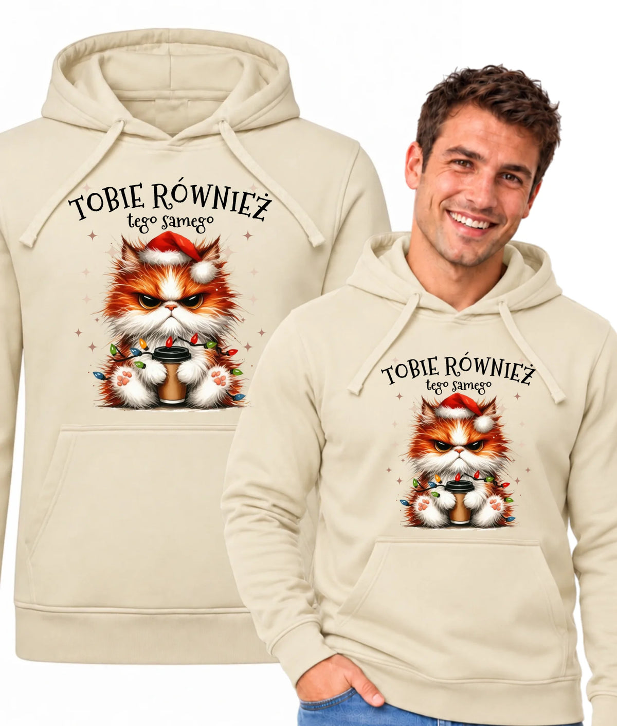 Bluza męska z kapturem świąteczna - Grumpy Cat Tobie również tego samego BN32