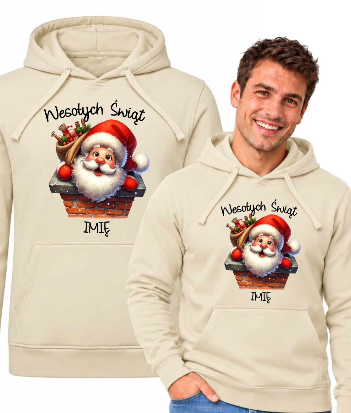 Bluza męska z kapturem świąteczna - prezent na Mikołajki Mikołaj - personalizowana BN08