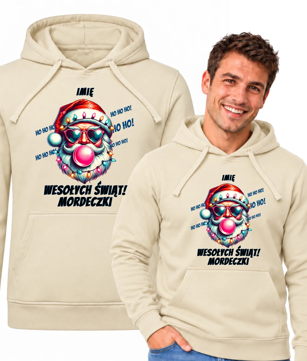 Bluza męska z kapturem świąteczna - Mikołaj Wesołych Świąt Mordeczki - personalizowana BN17
