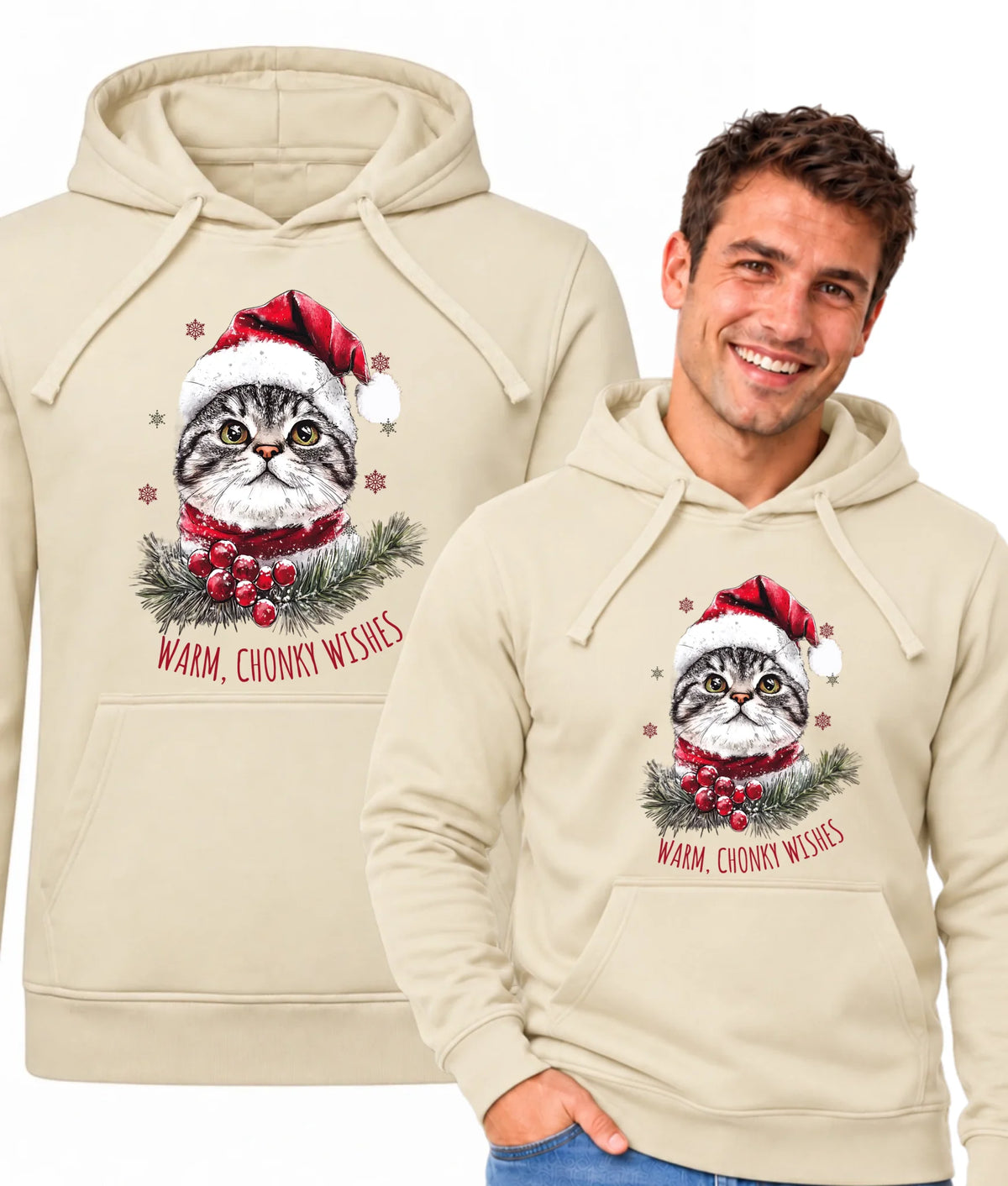 Bluza męska z kapturem świąteczna - Warm, Chonky Wishes BN36