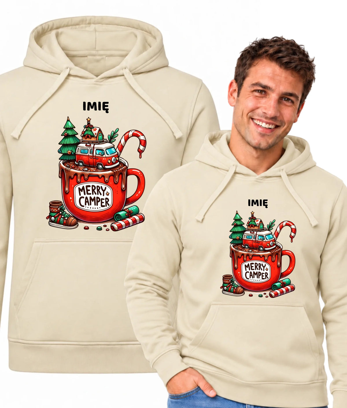 Bluza męska z kapturem świąteczna - Kamper Merry Camper - personalizowana BN43