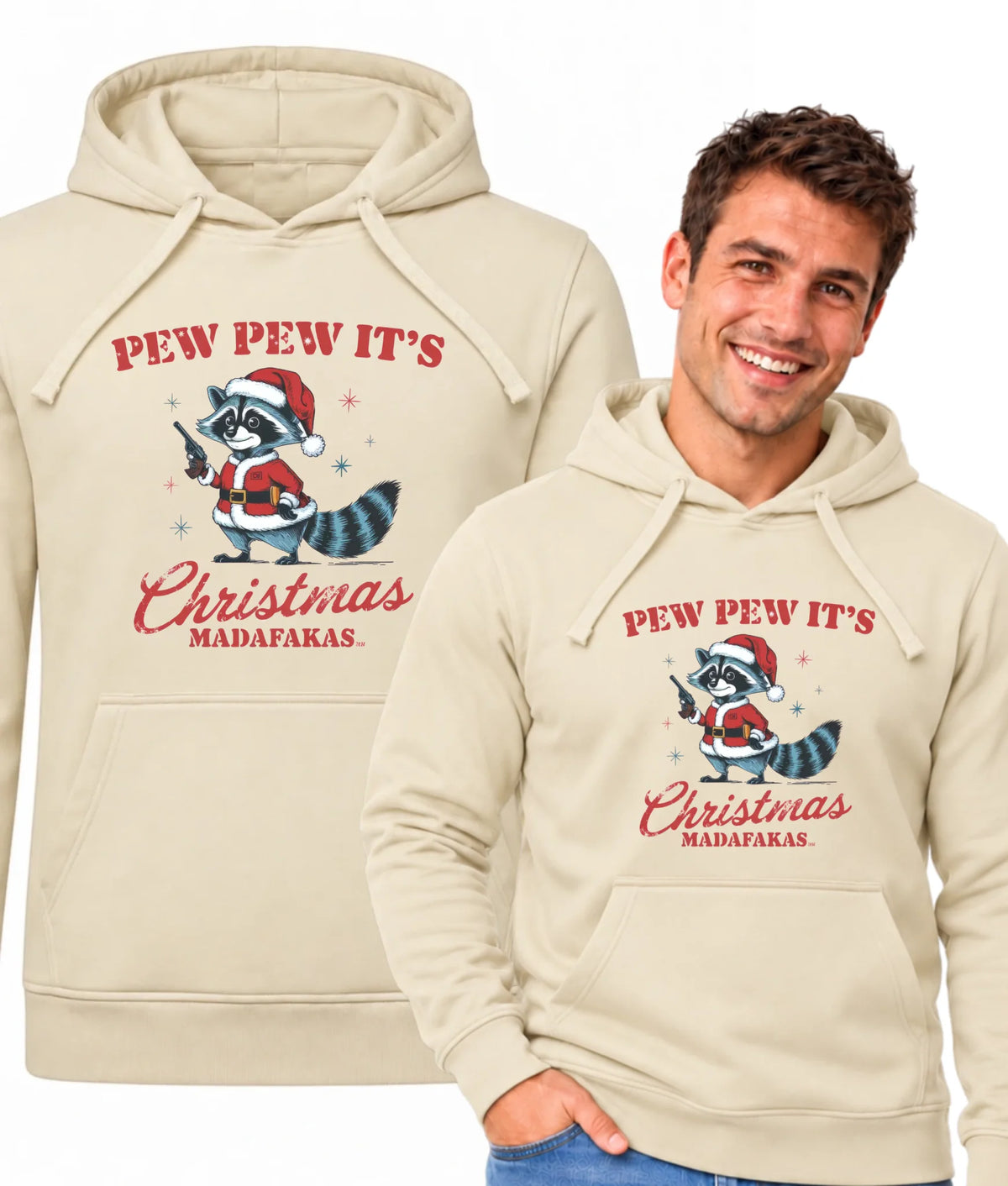 Bluza męska z kapturem świąteczna - Pew pew it's Christmas BN60